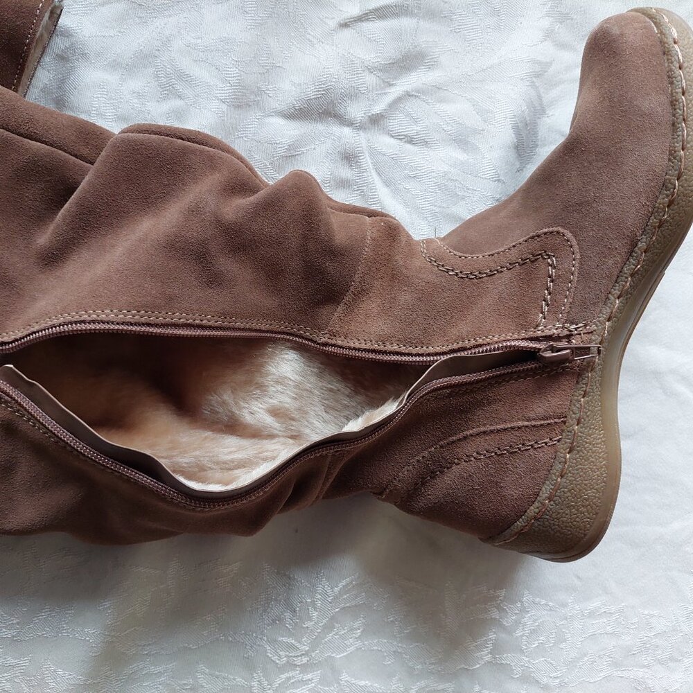Naturalizer Women’s Size 8 Winter Boots Suede Leather Wedge Zip Brown
